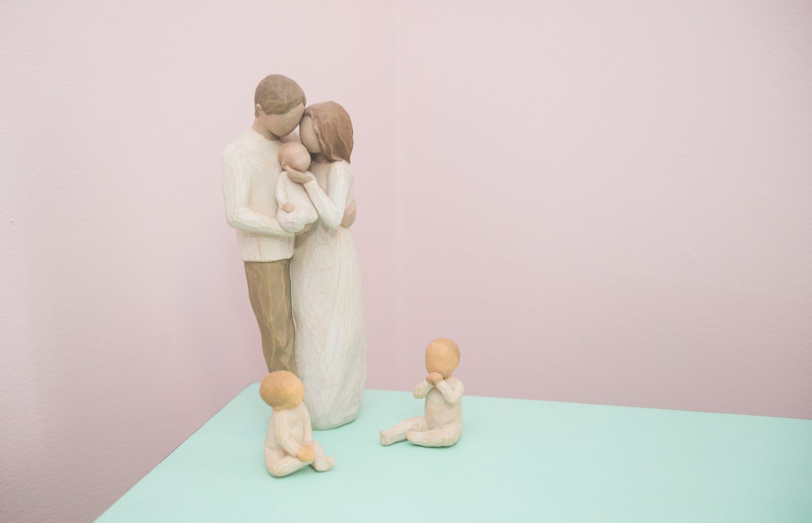 family figurines in midwife office
